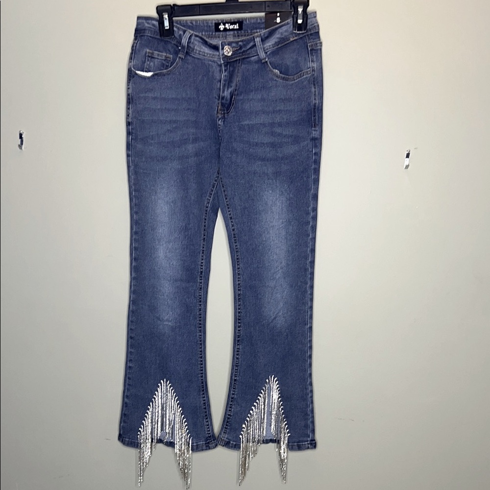 VOCAL  Jeans with RHINESTONE FRINGE